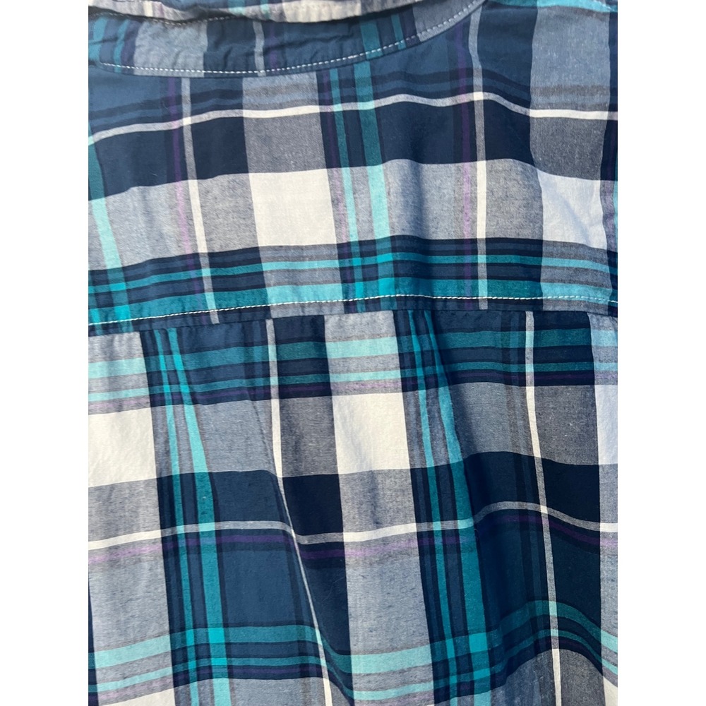 Aeropostale Men Blue Teal Plaid Short Sleeve Button Down Shirt Size Large Cotton - Picture 6 of 6